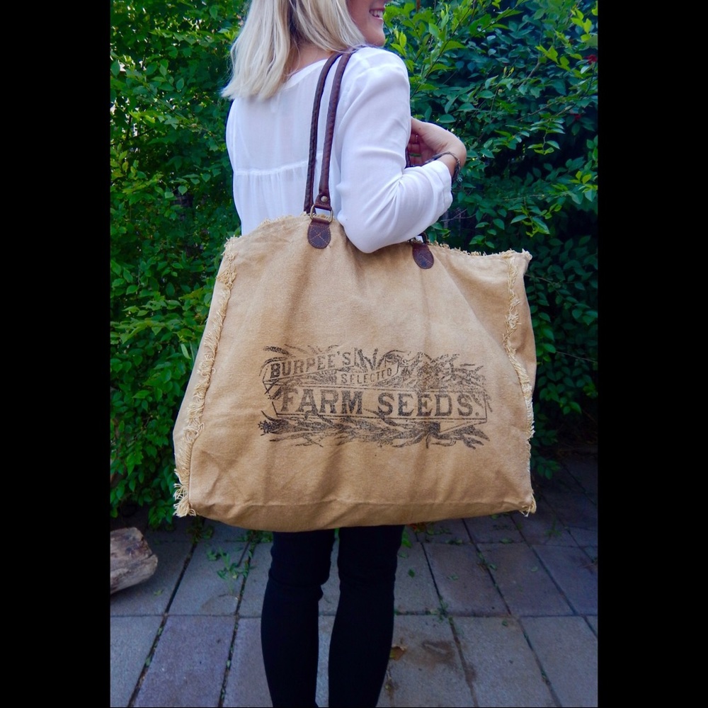 Rustic recycled canvas tote
